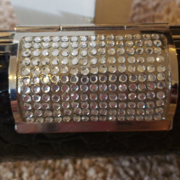 Black crocodile clutch with rhinestone clasp - Picture 2 of 4